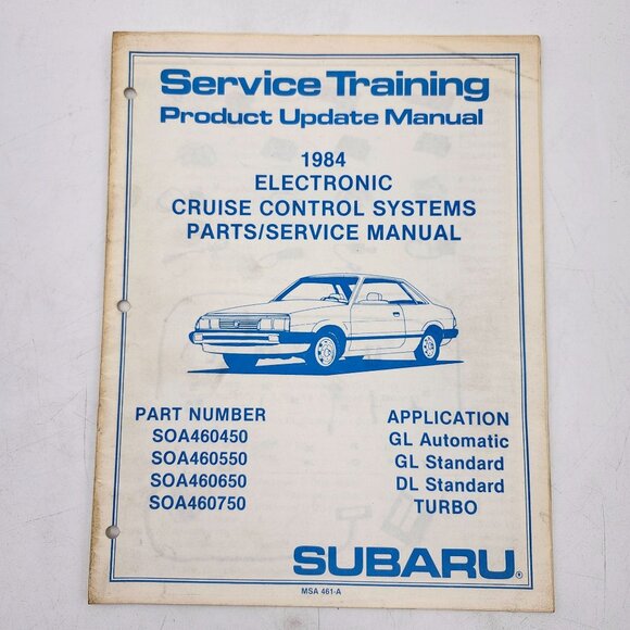 1984 Subaru Electronic Cruise Control Systems Part Service Manual MSA 461-A - Picture 1 of 1
